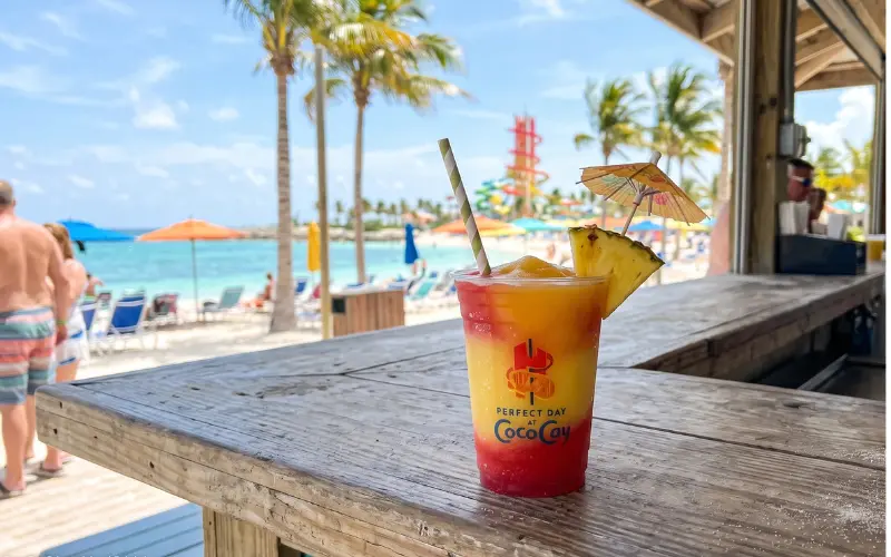 royal caribbean private island beach bar drinks at cococay