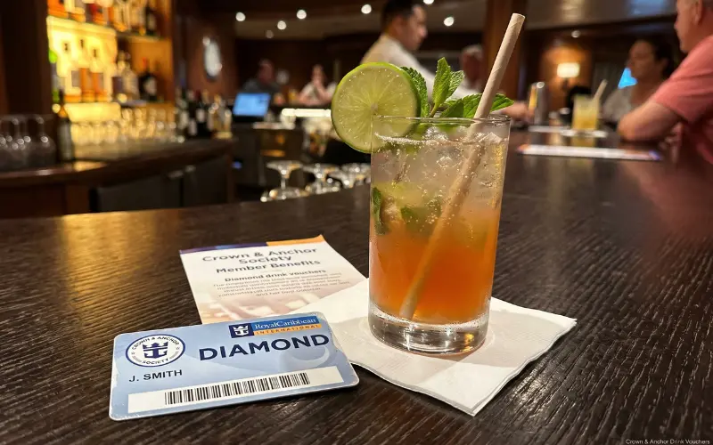 royal caribbean crown and anchor free drink vouchers for diamond and pinnacle members
