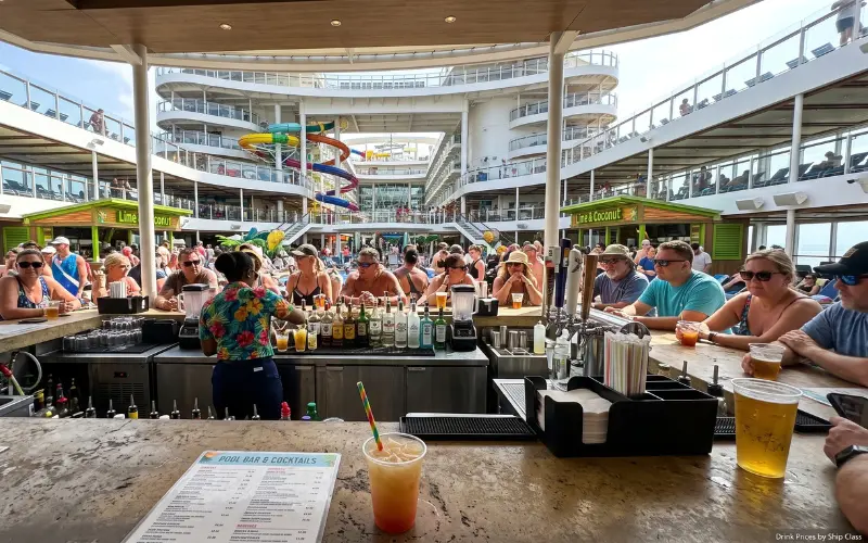 royal caribbean drink prices by ship class, icon and oasis class cost more