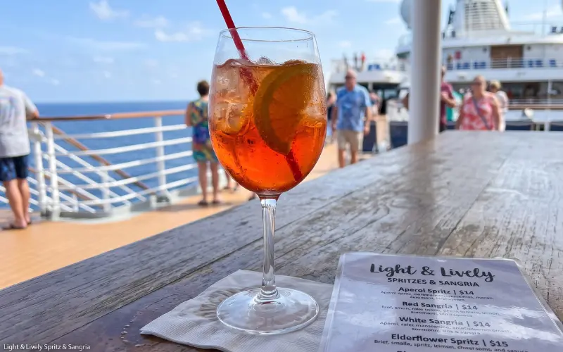 royal caribbean light and lively cocktail menu with sangria and spritz drinks