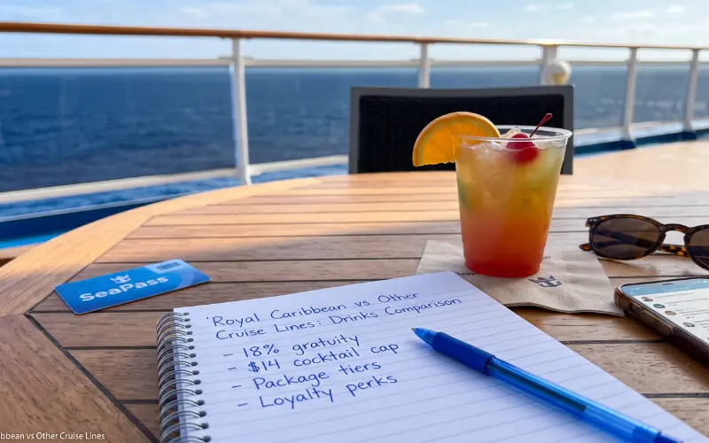 royal caribbean vs other cruise lines drink prices comparison including gratuity and drink packages