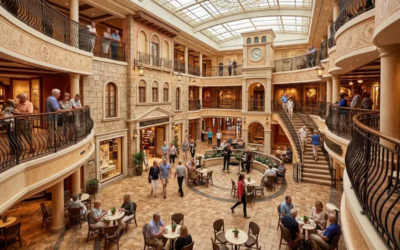 atrium and piazza-style public spaces